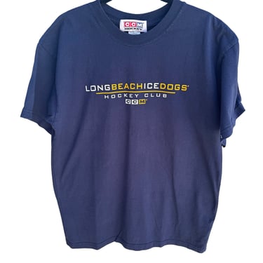 Long Beach Ice Dogs Hockey Club CCM Navy Graphic Print Pre-Shrunk Cotton Shirt L