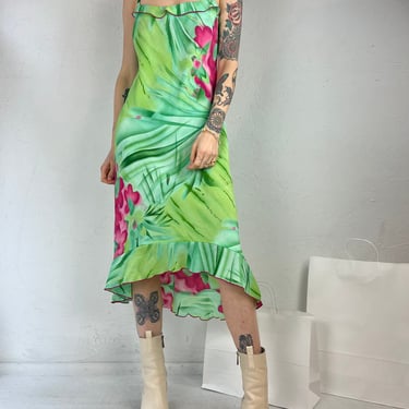 90s 'Jessica' Floral Print Sleeveless Dress / Small 