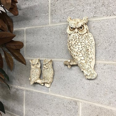 Vintage Wall Hangings Retro 1970s Universal Statuary Corp + Mid Century Modern + Perched Owls + Set of 2 + Wall Plaques + MCM + Home Decor 