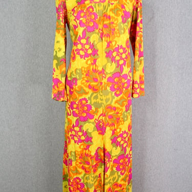 1960s, 1970s - Eyeful by the Flaums - Floral Print Maxi Dress - Mid Century Mod - Retro - Psychedelic 