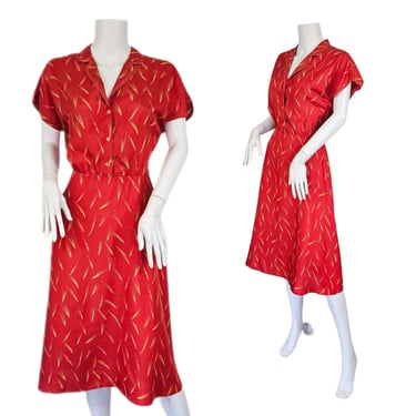 DVF 1980's Red Silk Shooting Star Print A -Line Dress I Sz Med I Diane Von Furstenburg 