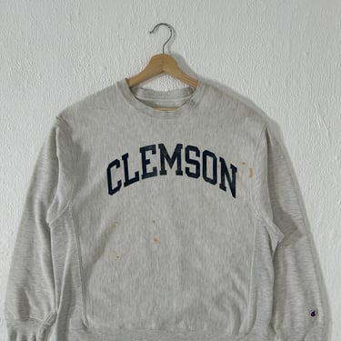 Vintage Distressed Clemson Champion Crewneck Sweatshirt Sz. M