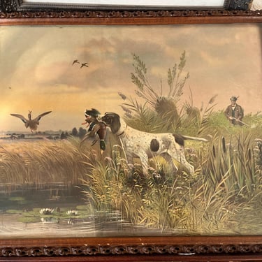 Vintage Reproduction of Duck Hunt Painting by Gotthard Olsson 