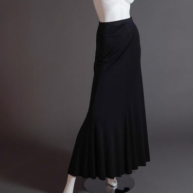 1970s Yves Saint Laurent Rive Gauche bias cut black maxi skirt 