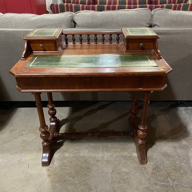 Small Writing Desk with Green Leather Top