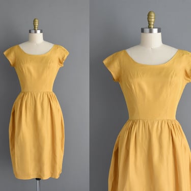 1950s vintage dress | Harry Keiser Gold Cocktail Party Dress | Small | 50s dress 