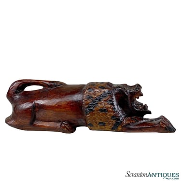 Vintage Burmese Carved Wood Figural Lion Table Sculpture