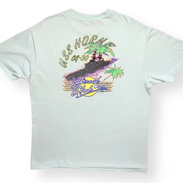 Vintage 80s USS Horne CG-30 “Beach Club” Double Sided Aircraft Carrier Graphic T-Shirt Size XL 
