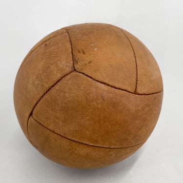 Vintage Brown Leather Medicine Ball, 1930's 