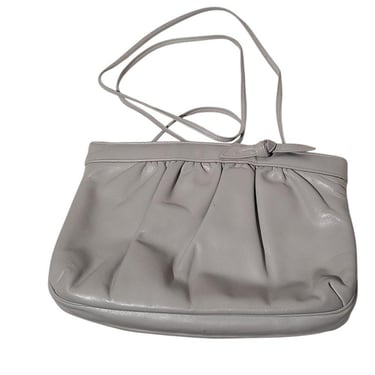 VTG Gray Morris Moskowitz Leather Purse Crossbody Clutch Strap Handbag 9"x7" T16 