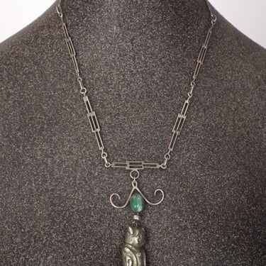 Sterling Silver Horned Amulet Necklace