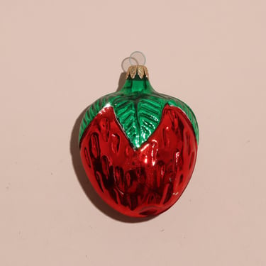 Vintage Hand-Blown Glass Strawberry Ornament, Retro Ornament, Vintage Ornament 