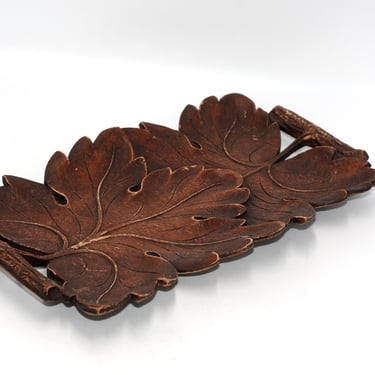 vintage Syroco Leaf Tray with Handles 