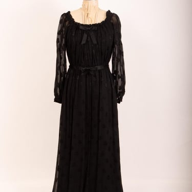 Vintage Albert Brooks black chiffon evening gown / M 