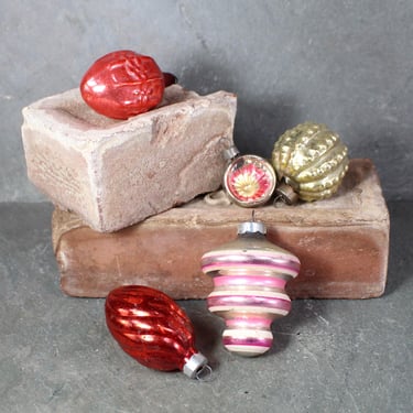 Vintage Red & Pink Vintage Glass Christmas Ornaments | Circa 1950s/60s | Set of 5 | Bixley Shop 