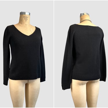 THE ROW Black Cashmere Pullover Sweater | Long Sleeve, V Neck Cozy Knit Top | Designer, Minimalist, Simplistic, High Quality | Small  Medium 