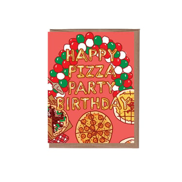 Scratch & Sniff Pizza Party Birthday Greeting Card