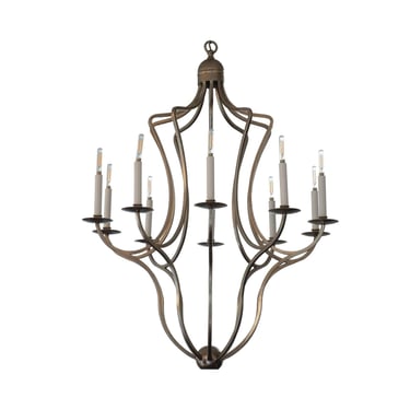 Paul Ferrante Custom Antiqued Silver Leaf 10 bulb Hand Forged Candelabra