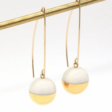 Mier Luo - Gold Dipped Pearl Earrings: White