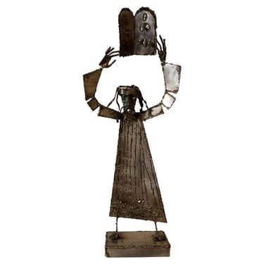 Marian Owczarski Brutalist Metal Sculpture Moses & 10 Commandments 