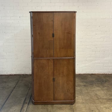 Vintage Two Piece Burl Wood Armoire 