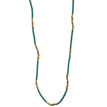 Debbie Fisher | Seed Beads with Mixed Gold Vermeil Beads Necklace - Jade