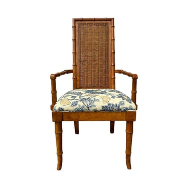 Vintage Faux Bamboo Chair by American of Martinsville with Rattan Cane - Dining Chair Hollywood Regency Coastal Style 