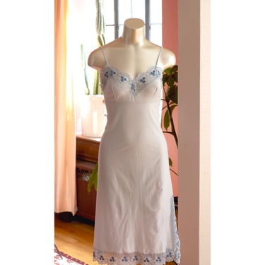 Vintage Blue Lace Slip Dress - 1970s - Vintage Lingerie, Nighty - Flirty, Coquette 