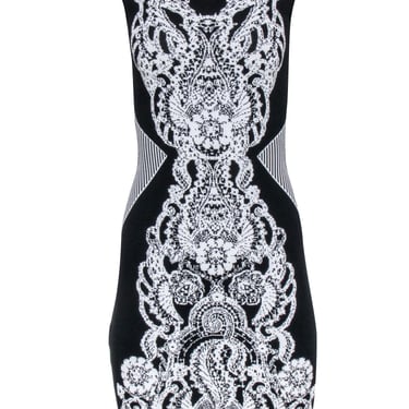 Yoana Baraschi - Black and White Fitted Graphic Print Dress Sz XS