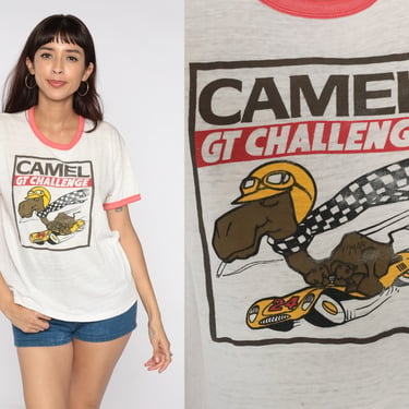 Camel GT Challenge Shirt 70s 80s Vintage Joe Camel Graphic Tee Cigarette Smoker TShirt Vintage Racing T Shirt Retro Single Stitch Large L 