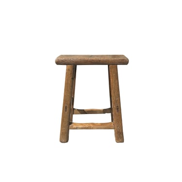 17.5" Chinese Village Raw Wood Rough Finish Accent Single Sitting Stool ws4043E 