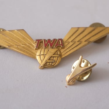 TWA Wing Trans World Airlines Second Officer Blackington 10K GF and Lapel Pin 