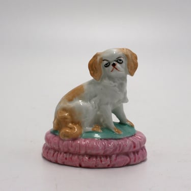 vintage porcelain Pekingese dog on a pillow made in Germany 