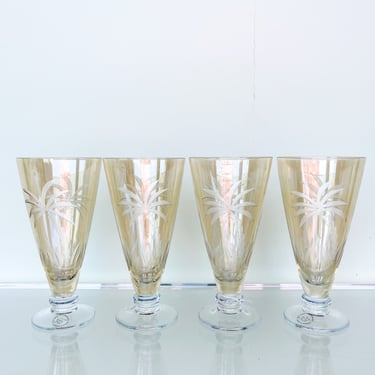 Set of Four Lenox Palm Tree Glasses