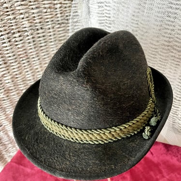 Grey Wool Fedora, Vintage Hat, Gray, Slim Brim, Austria, Dapper Hipster 