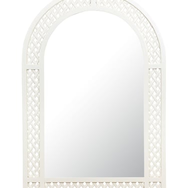 White lacquer Arched Lattice Mirror