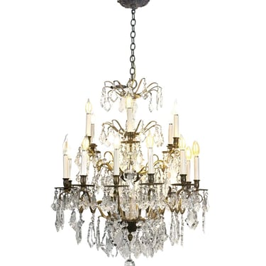 French Versailles Crystal 2 Tier 18 Light Chandelier