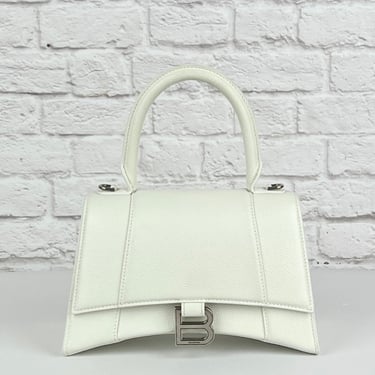Balenciaga Hourglass Small Handbag in Calfskin, White