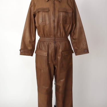 1990s Leather Zip-Up Jumpsuit