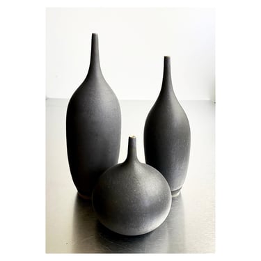 SHIPS NOW- Set of 3 Small Stoneware Bottles in Matte Slate Grey by Sara Paloma Pottery 