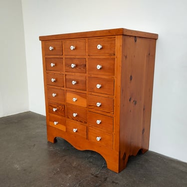 Antique Pine Wood Apothecary Chest of Drawers 1940s 