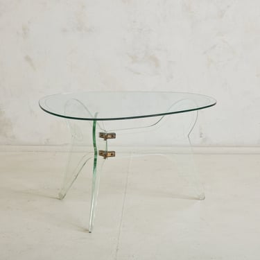 Petite Organic Form Glass Side Table with Tripod Base, Italy 1950s