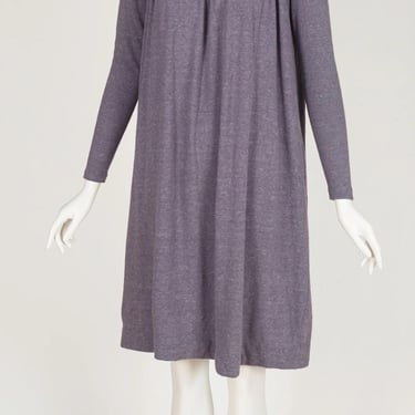 Chantal Thomass 1980s Vintage Ruffle Top Gray Wool Knit Long Sleeve Dress 