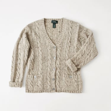 vintage oatmeal wool cardigan, ralph lauren cable knit sweater 