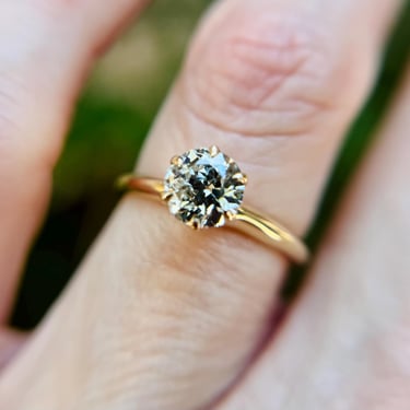 Edwardian ~.80 Carat European Cut Diamond Solitaire Engagement Ring 14K Sz 6.25 