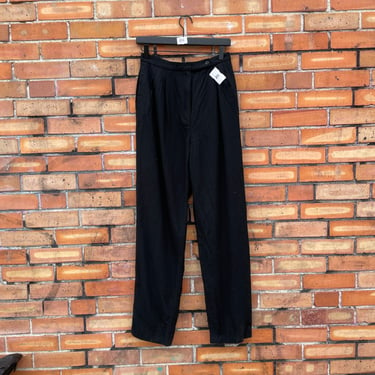 vintage 80s black wool pleated high waist trousers / 28" s m small medium 