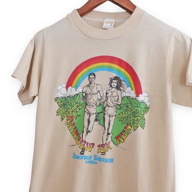 vintage Hawaii shirt / rainbow shirt / 1980s Tropic Thunder Running Club Hawaii rainbow t shirt Small 