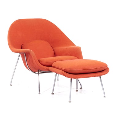 Florence Knoll Mid Century Womb Chair with Ottoman - mcm 