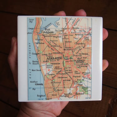 1971 Adelaide Australia Map Coaster. Australia Gift. Adelaide Map. Australian Décor. Coastal Australia. Vintage Map. Australia Travel Gift. 