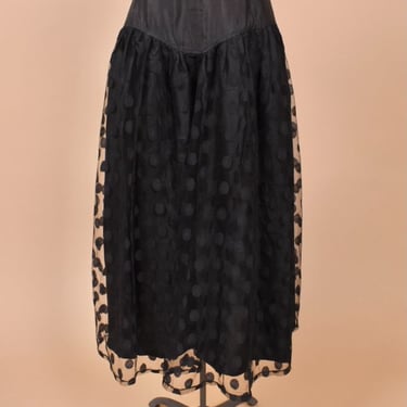 Black Tulle Skirt with Polka Dots, XS